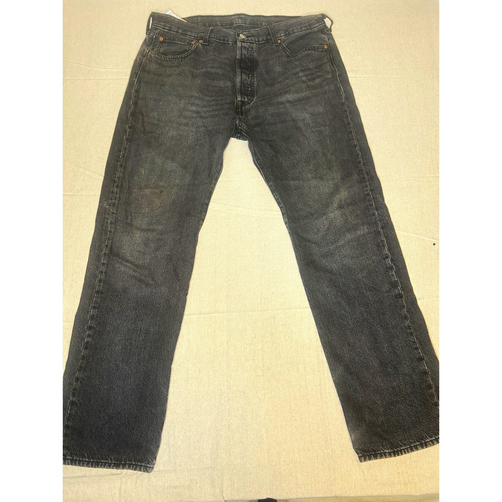 Levi's Men's 501 Gray Denim 36x32 Regular Fit Straight Leg Mid Rise Button Fly